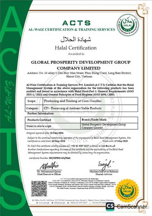 giấy chứng nhận Halal